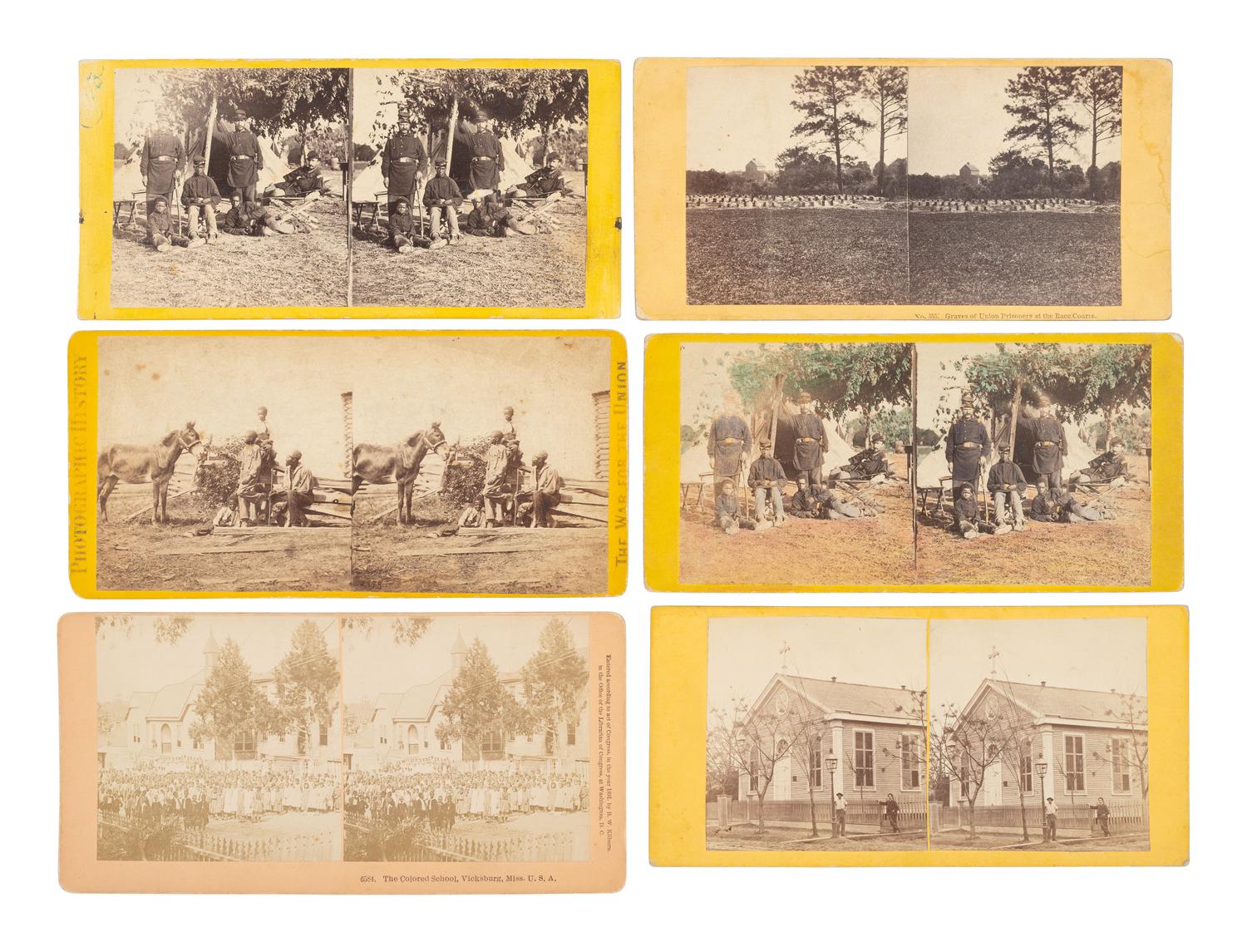 [African Americana] Group of 11 Stereoviews, Rare Image of the First Memorial Day Celebration.