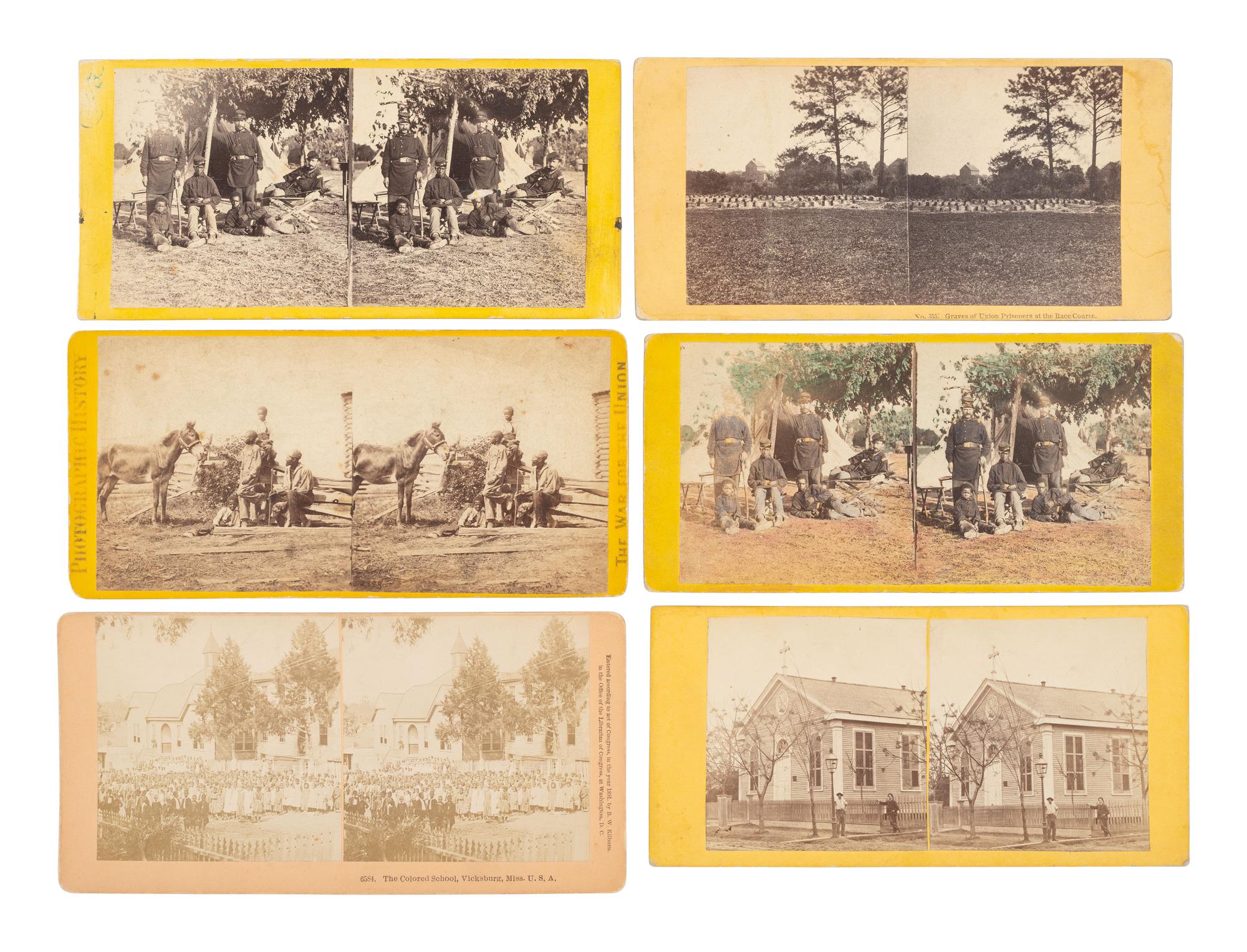 [African Americana] Group of 11 Stereoviews, Rare Image of the First Memorial Day Celebration.
