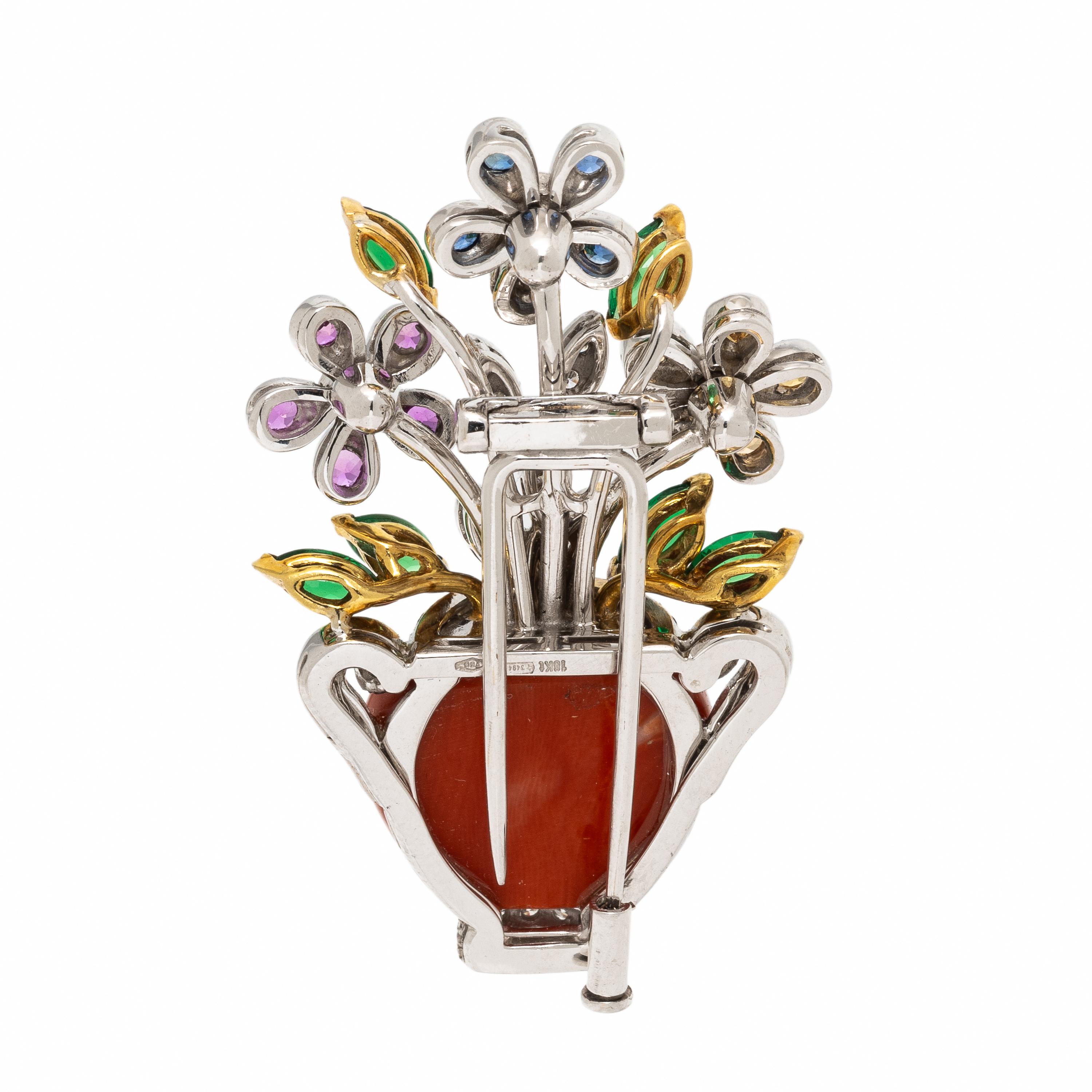 Multigem and White Gold Giardinetto Brooch