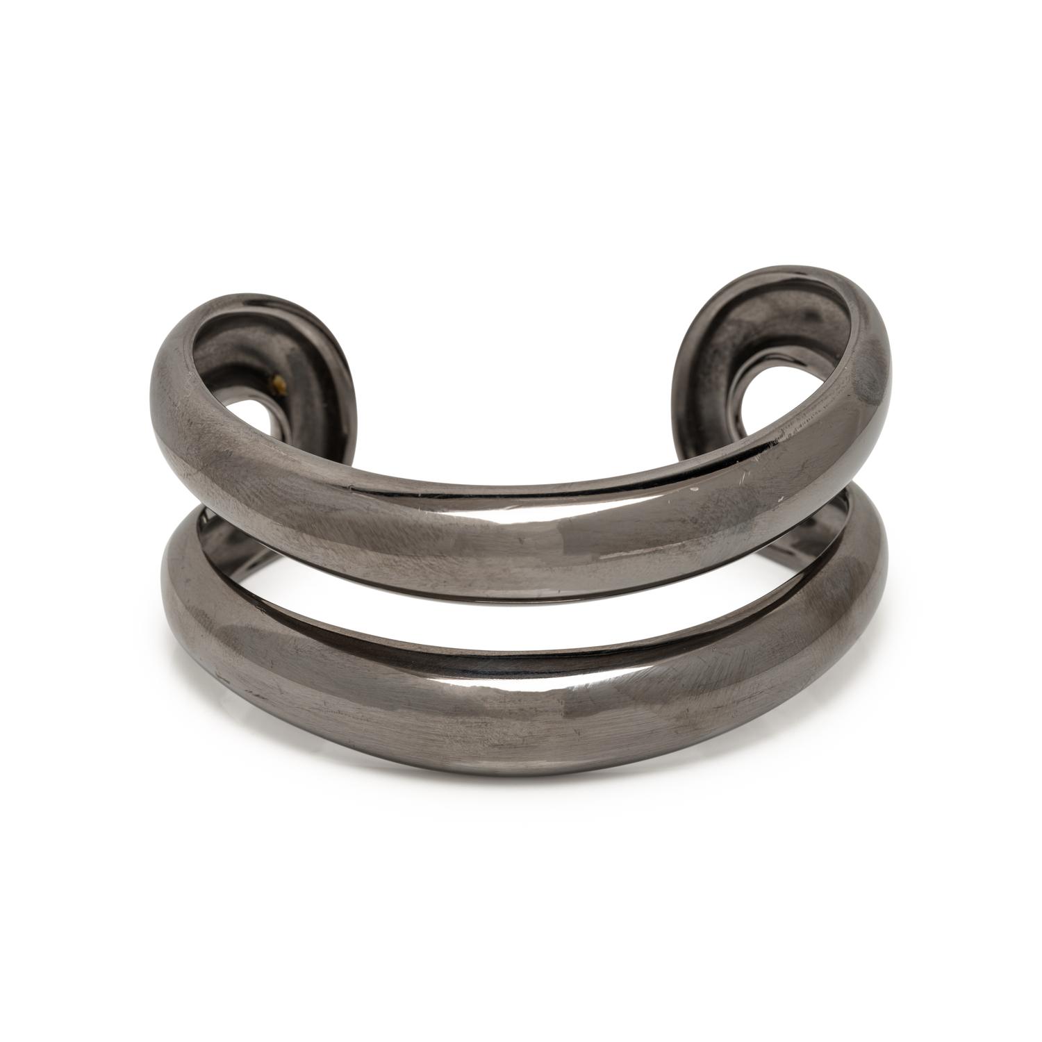 TIFFANY & CO., ELSA PERETTI, RUTHENIUM OVER COPPER 'OPEN CENTER CUFF' BRACELET