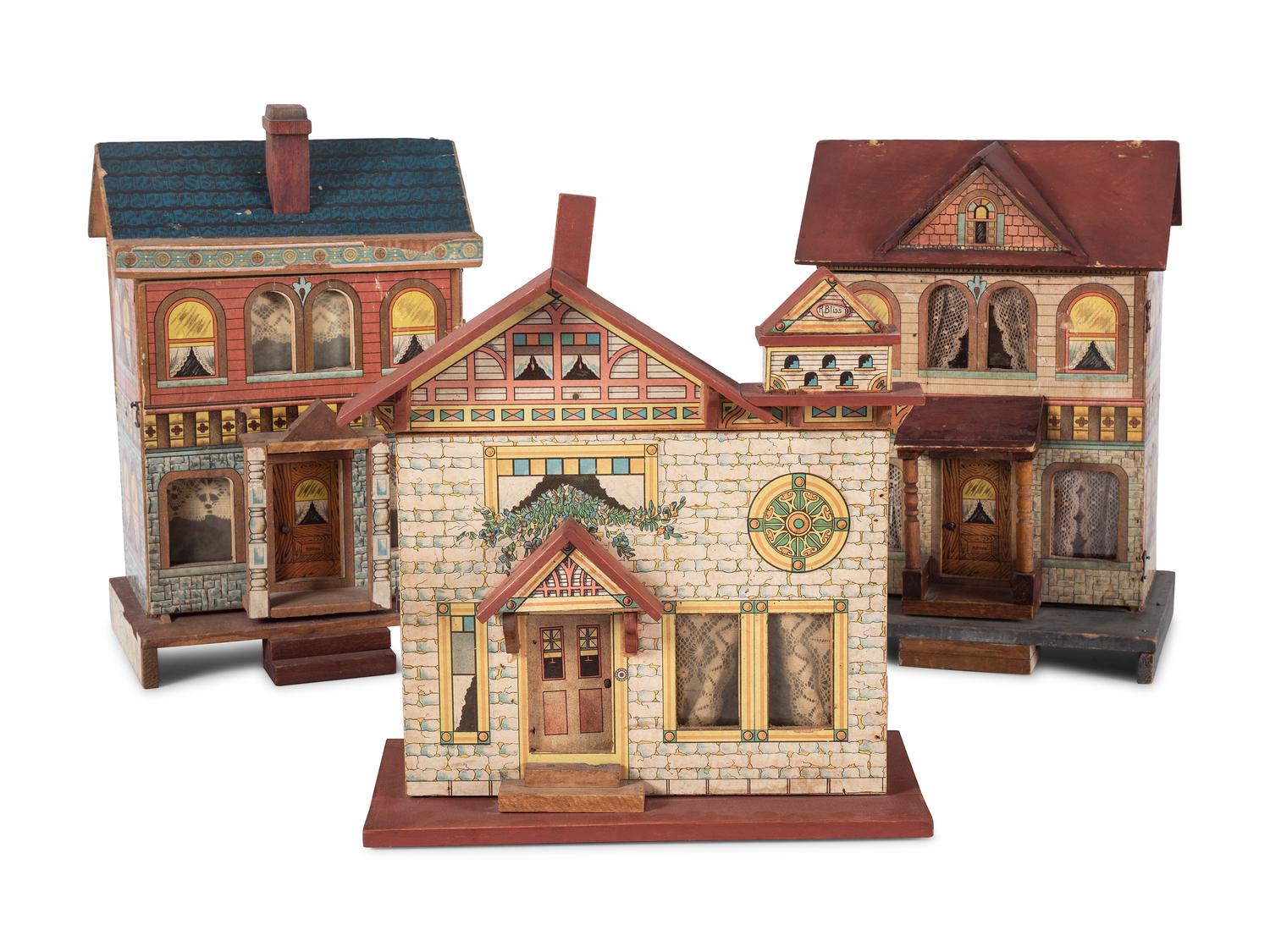 Three R. Bliss Manufacturing Dollhouses