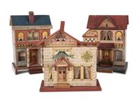 Three R. Bliss Manufacturing Dollhouses