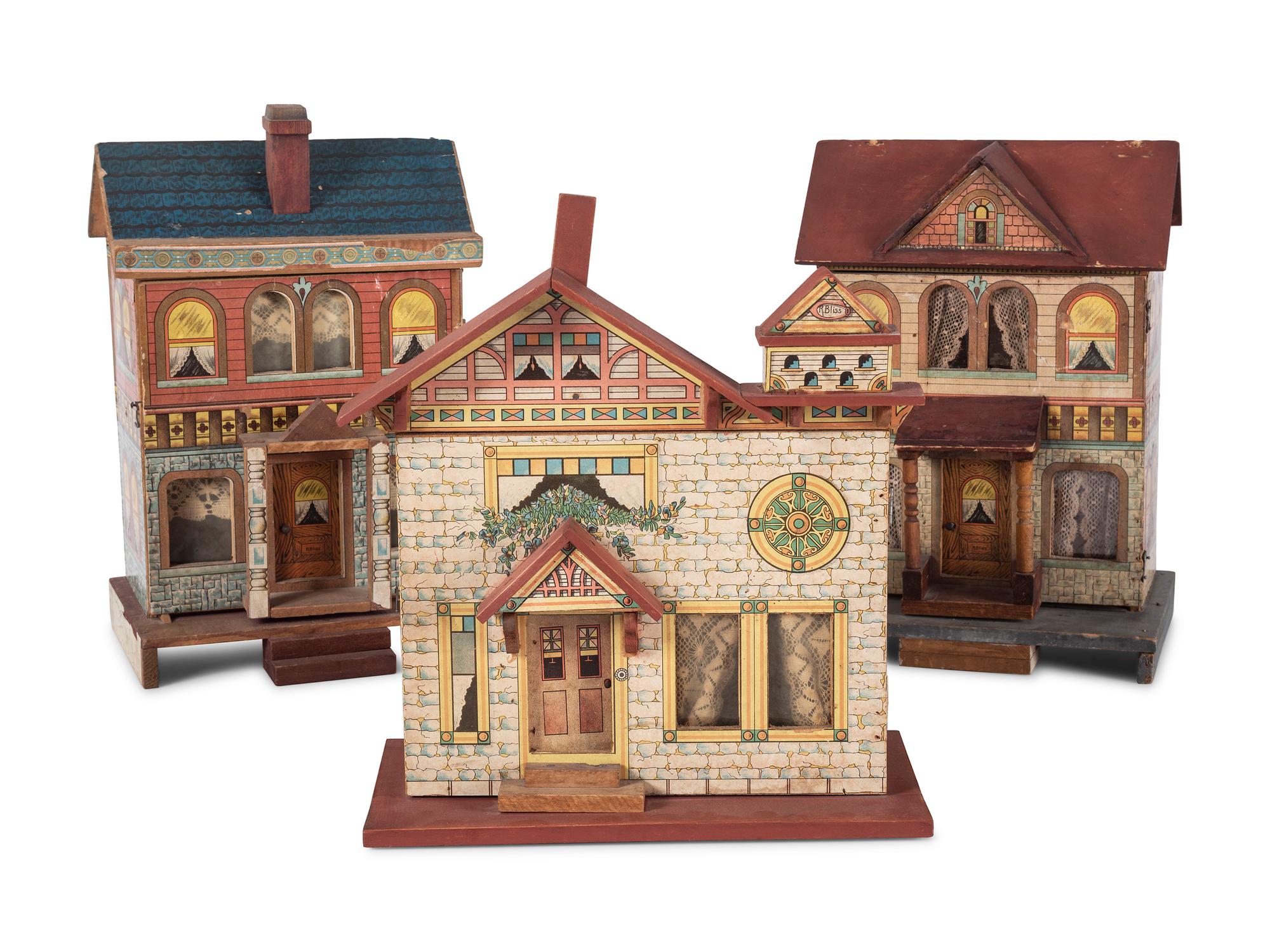 Three R. Bliss Manufacturing Dollhouses