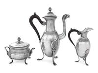 A Continental Silver Three-Piece Tea Service