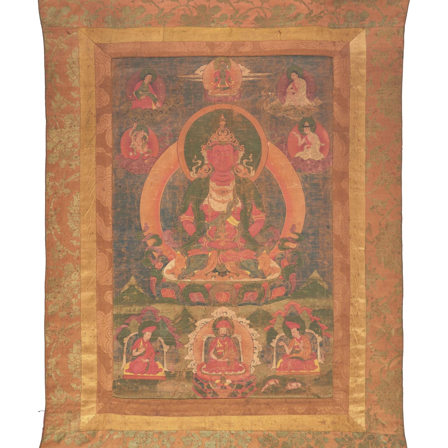 A Tibetan or Bhutanese Thangka of Amithaba 西藏或不丹 無量壽佛唐卡
