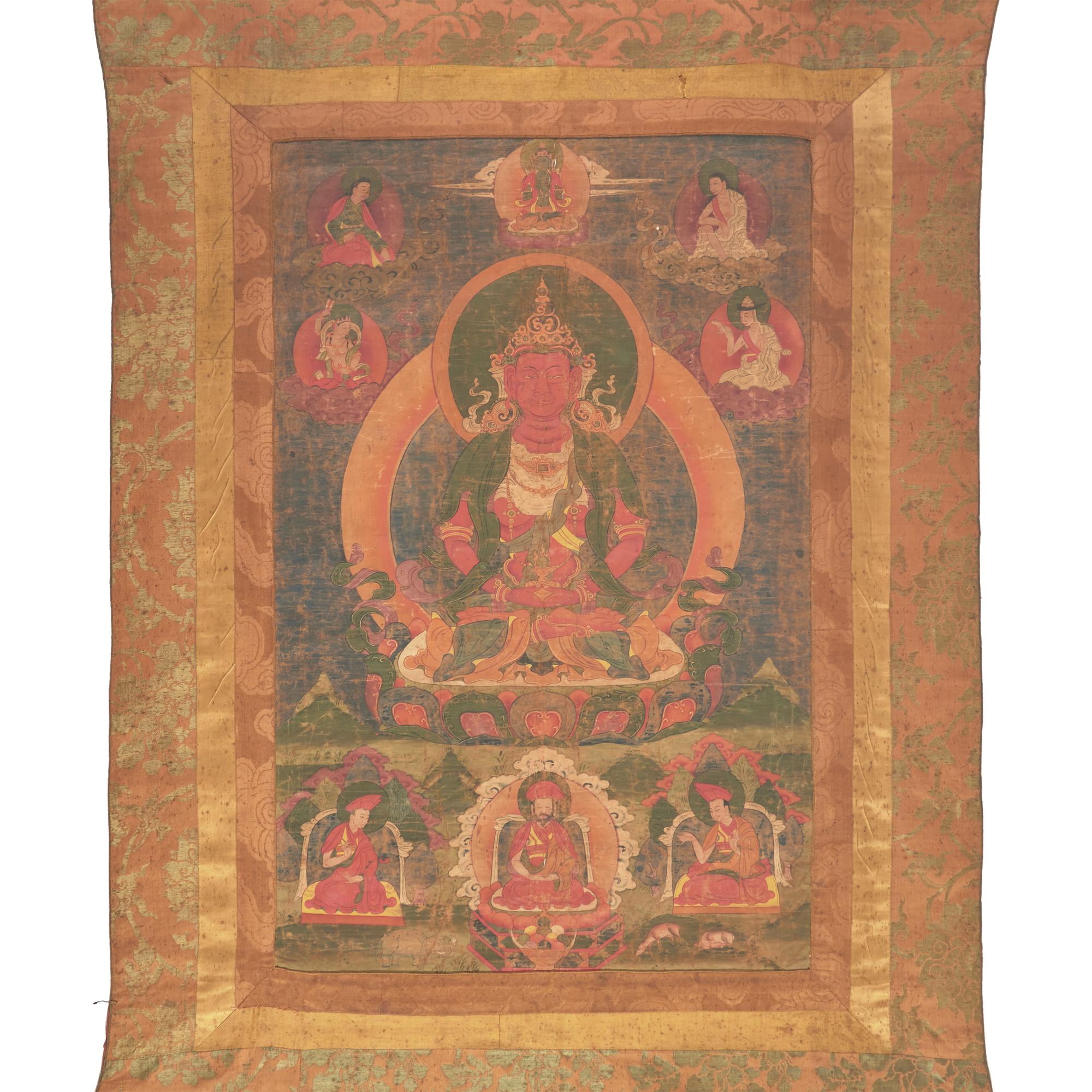 A Tibetan or Bhutanese Thangka of Amithaba 西藏或不丹 無量壽佛唐卡