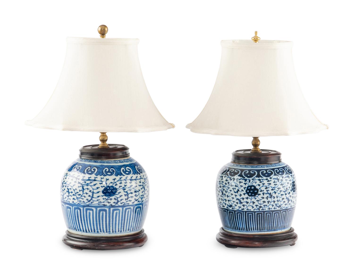 A Pair of Chinese Blue and White Porcelain Jars