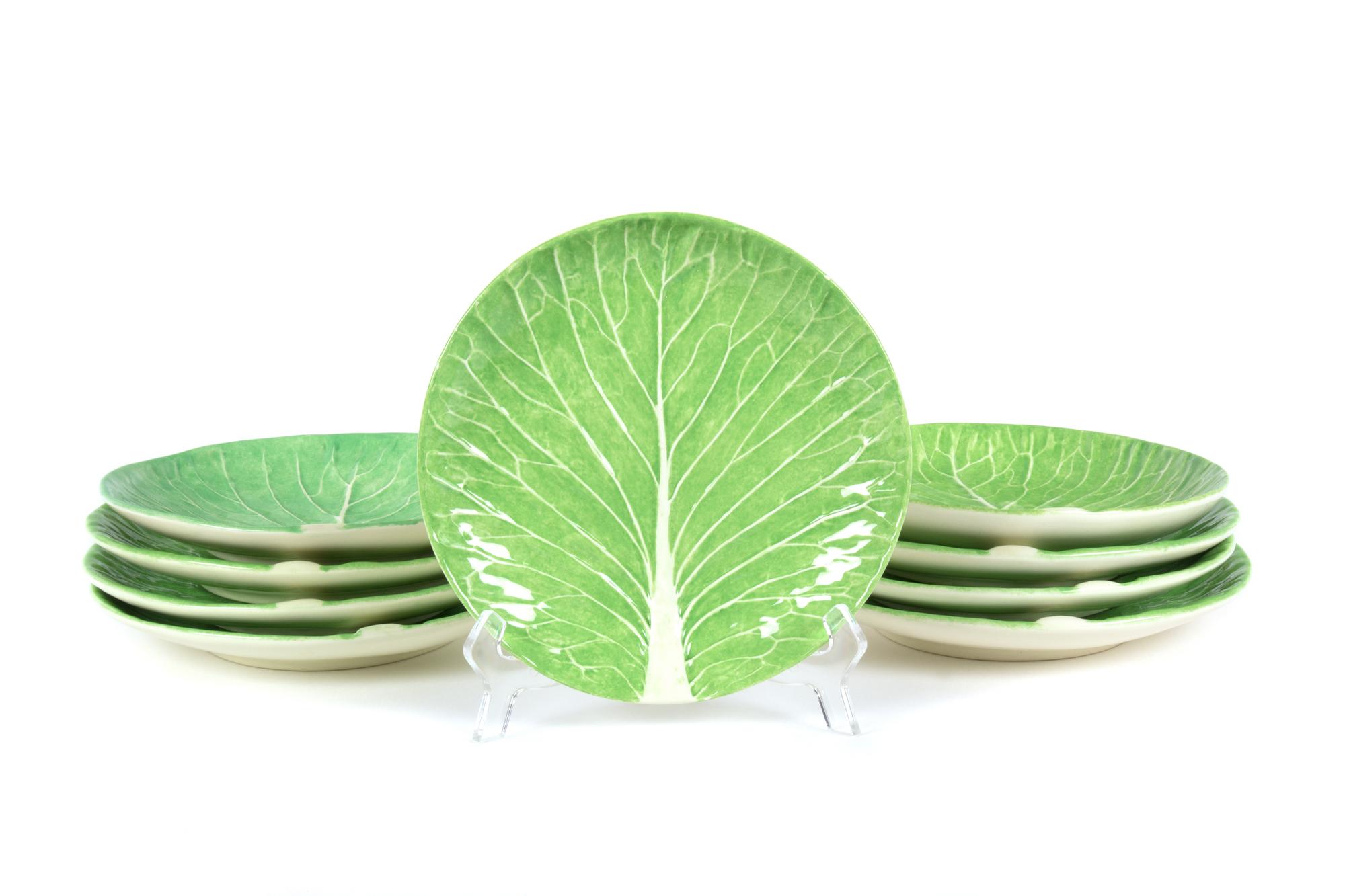 A Set of Nine Dodie Thayer Lettuce Ware Salad Plates Diameter 8 1/2 inches.
