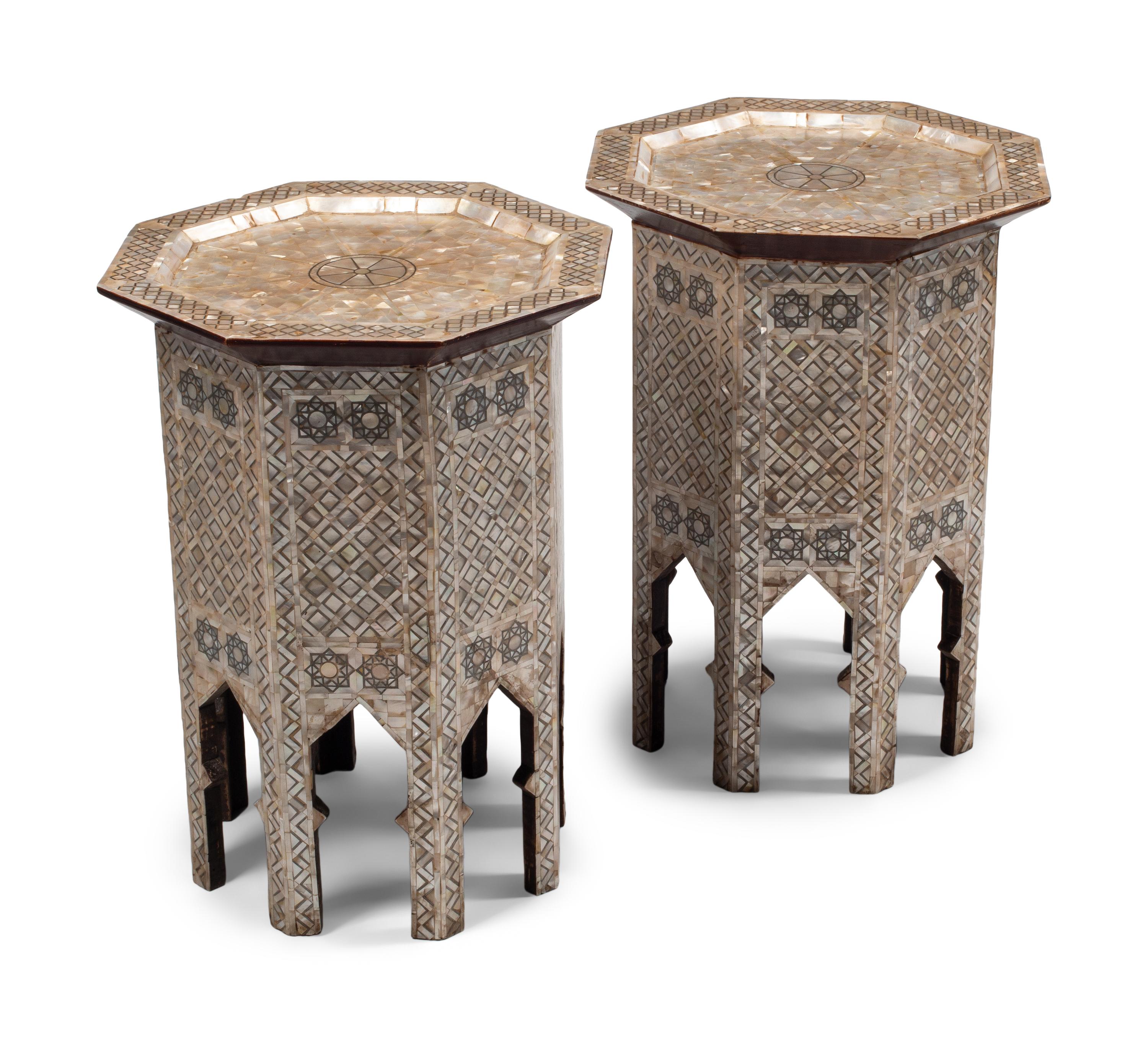 A Pair of Moorish Style Mother-of-Pearl Inlaid Side Tables
