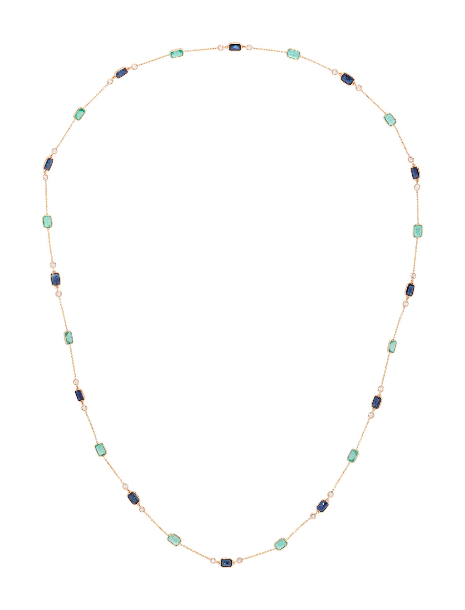 YELLOW GOLD, EMERALD, SAPPHIRE AND DIAMOND NECKLACE