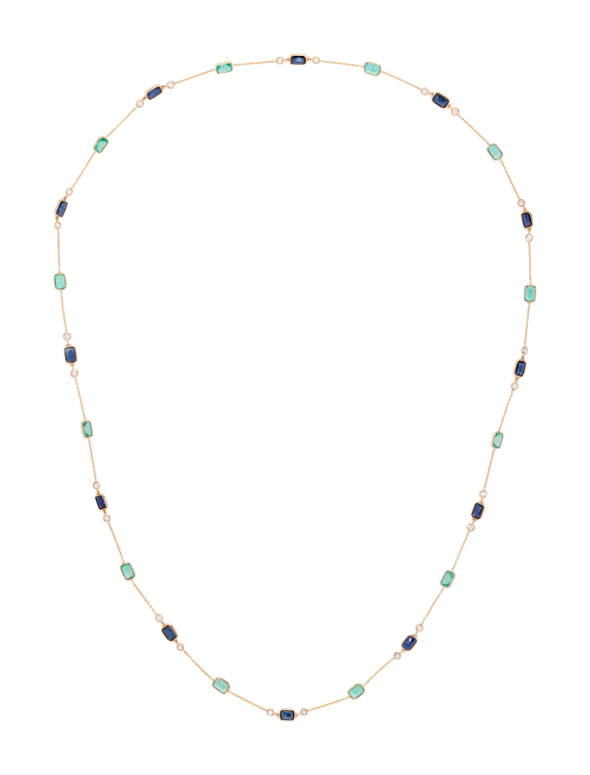 YELLOW GOLD, EMERALD, SAPPHIRE AND DIAMOND NECKLACE