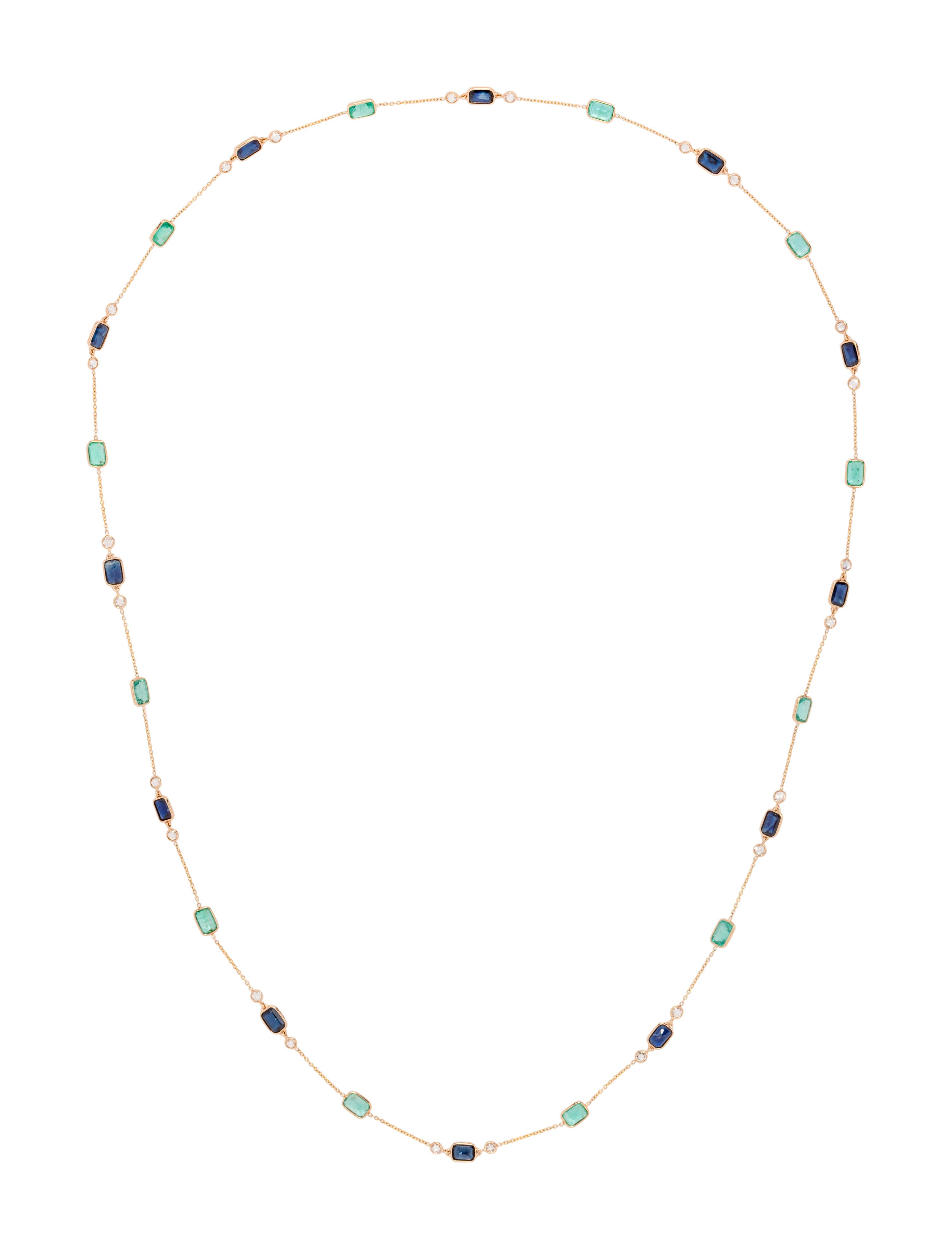 YELLOW GOLD, EMERALD, SAPPHIRE AND DIAMOND NECKLACE