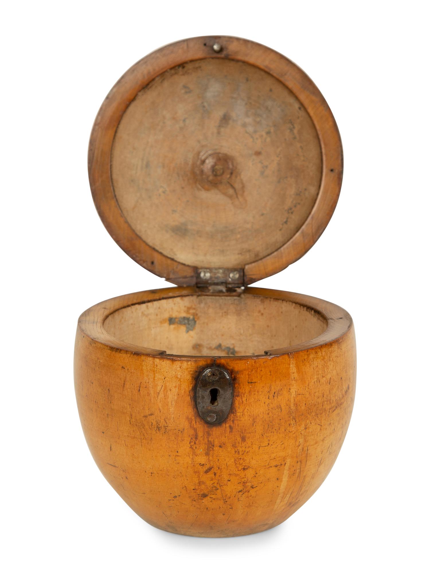 A George III Fruitwood Apple-Form Tea Caddy — 19TH CENTURY