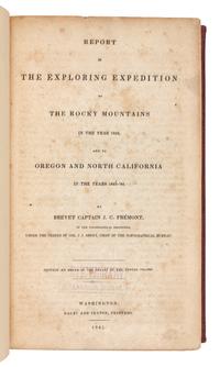 FREMONT, John Charles (1813-1890). Report of The Exploring Expedition to The Rocky Mountains in the year 1842, and to Oregon and North California in the years 1843-'44. Washington, D. C.: Printed by Order of the Senate, by Gales and Seaton, 1845.