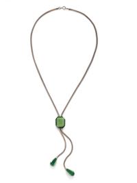 ART DECO, CHROME-PLATED BRASS AND GALALITH NECKLACE