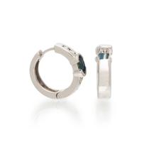 SAPPHIRE, DIAMOND, AND WHITE GOLD HOOP EARRINGS