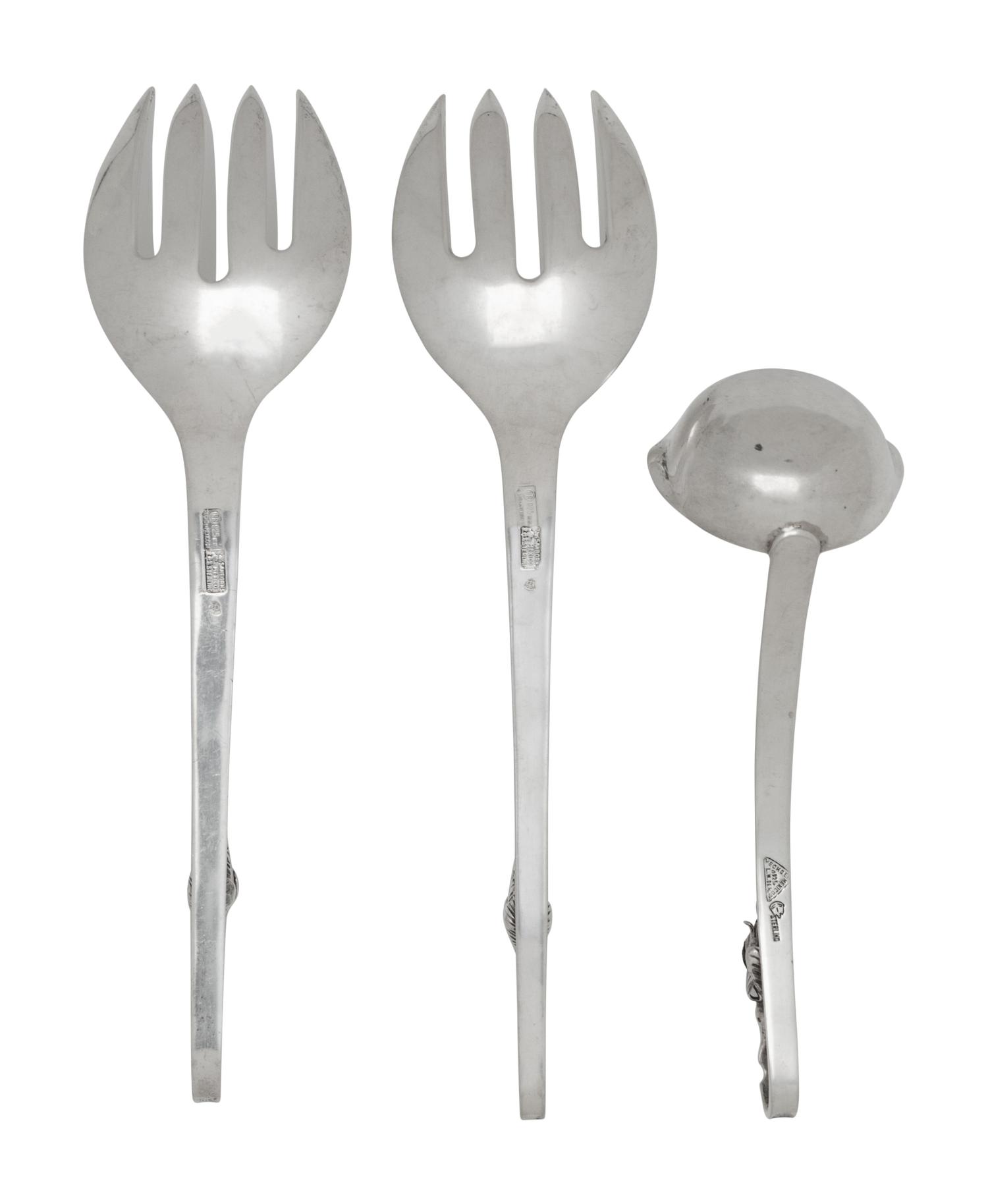 Three Mexican Silver Serving Articles