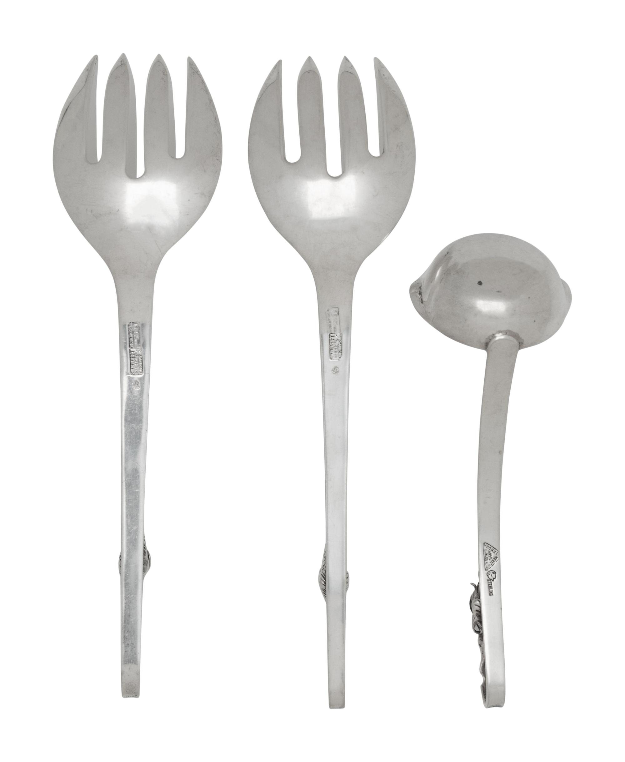 Three Mexican Silver Serving Articles