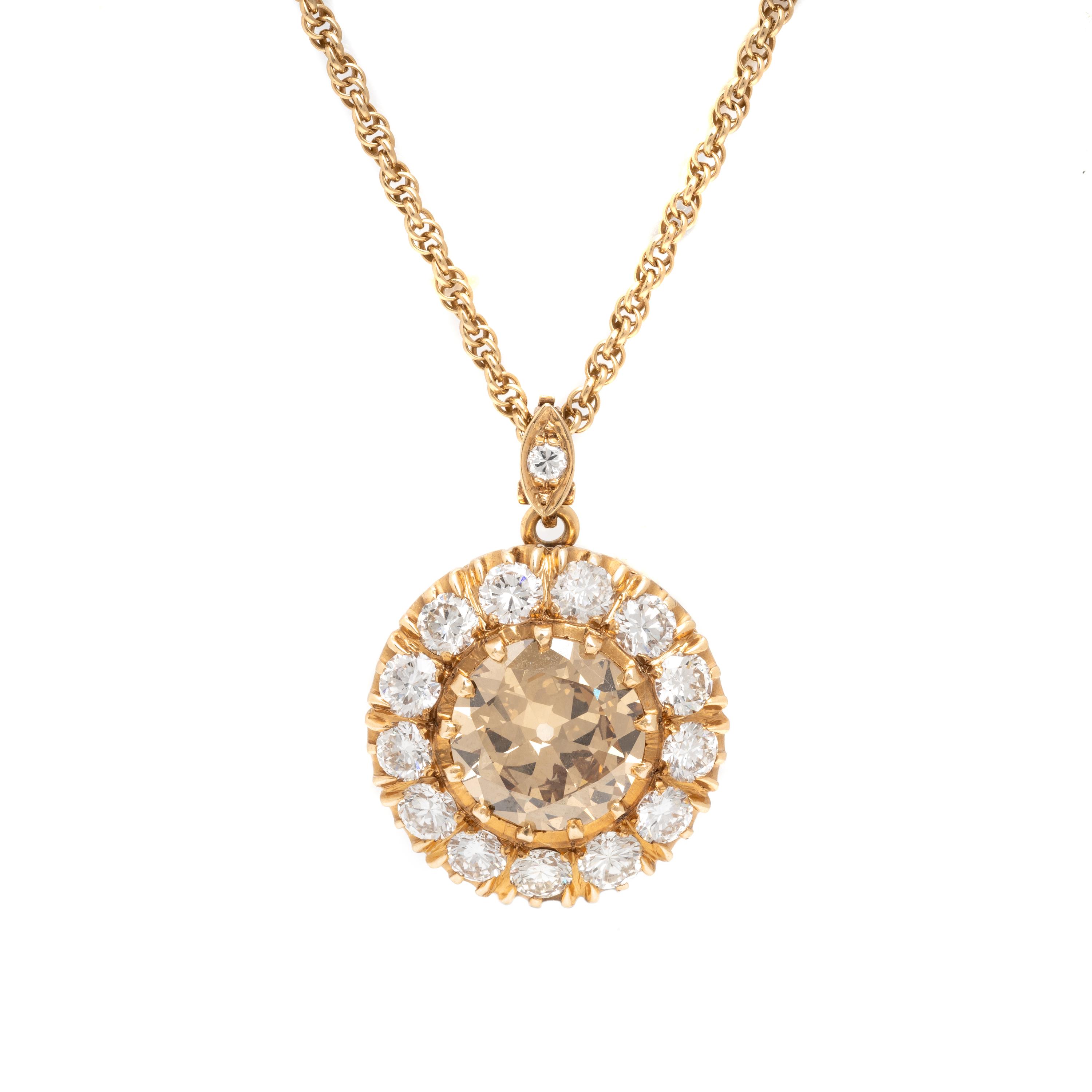 BROWN DIAMOND AND DIAMOND PENDANT NECKLACE