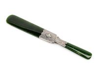 A Silver Mounted Spinach Jade Paper Knife