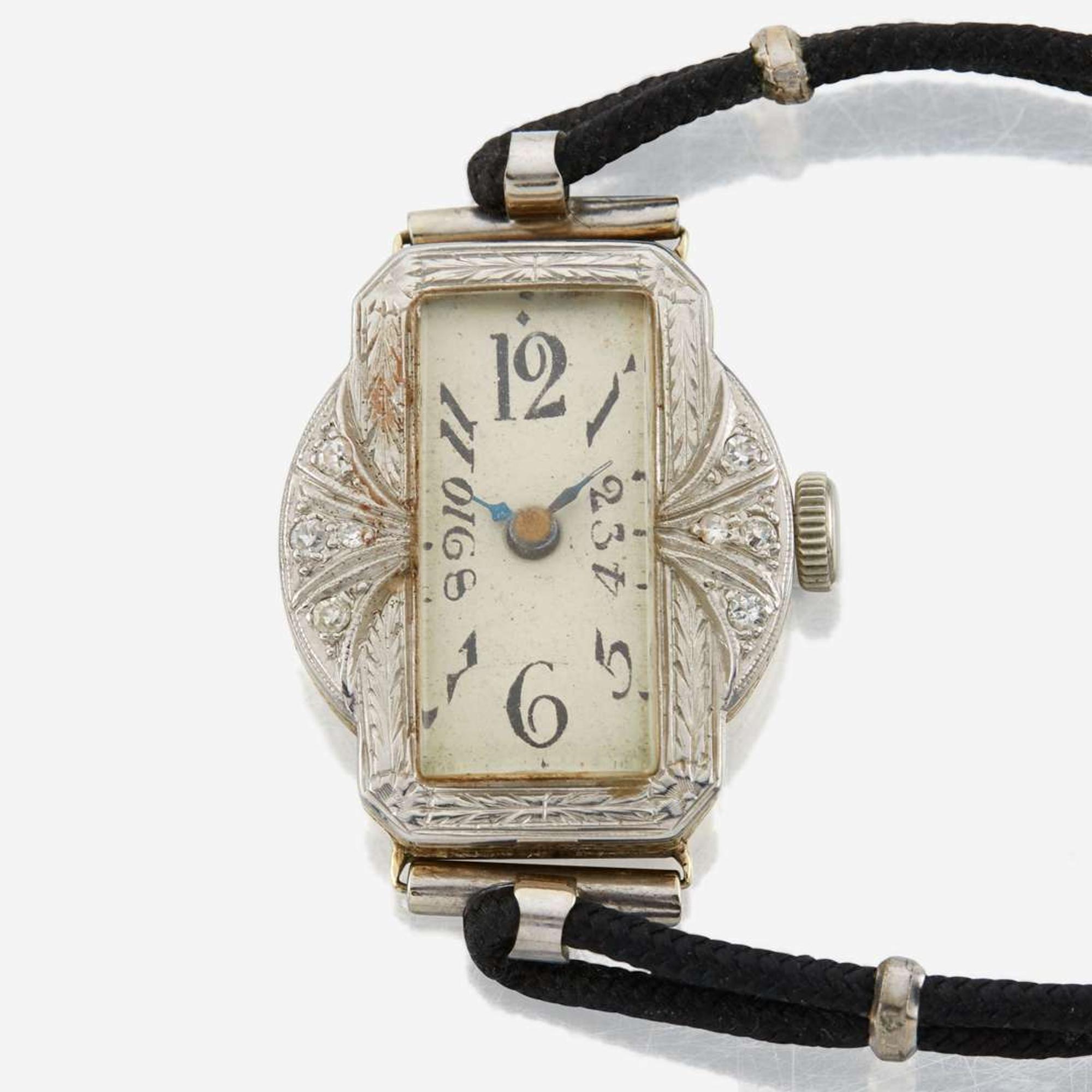 A collection of two Art Deco lady's diamond wristwatches Hamilton
