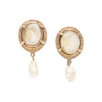 CAMEO, BAROQUE CULTURED PEARL, AND YELLOW GOLD DEMI PARURE