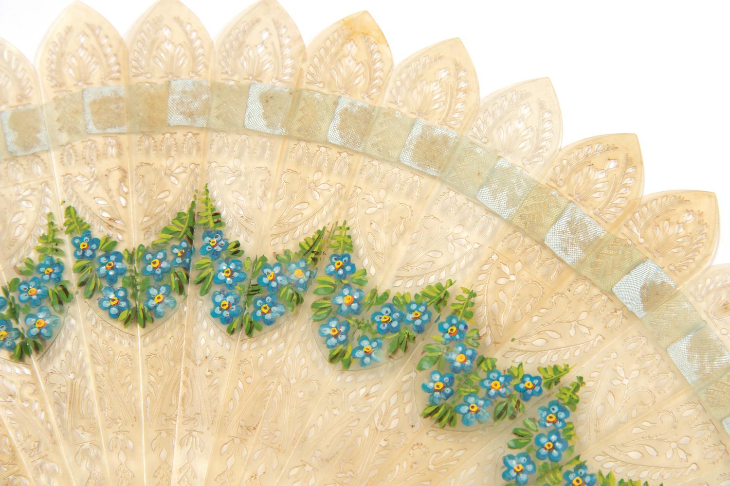 Collection of Thirteen Fans & Three Handkerchiefs, 1850-1930