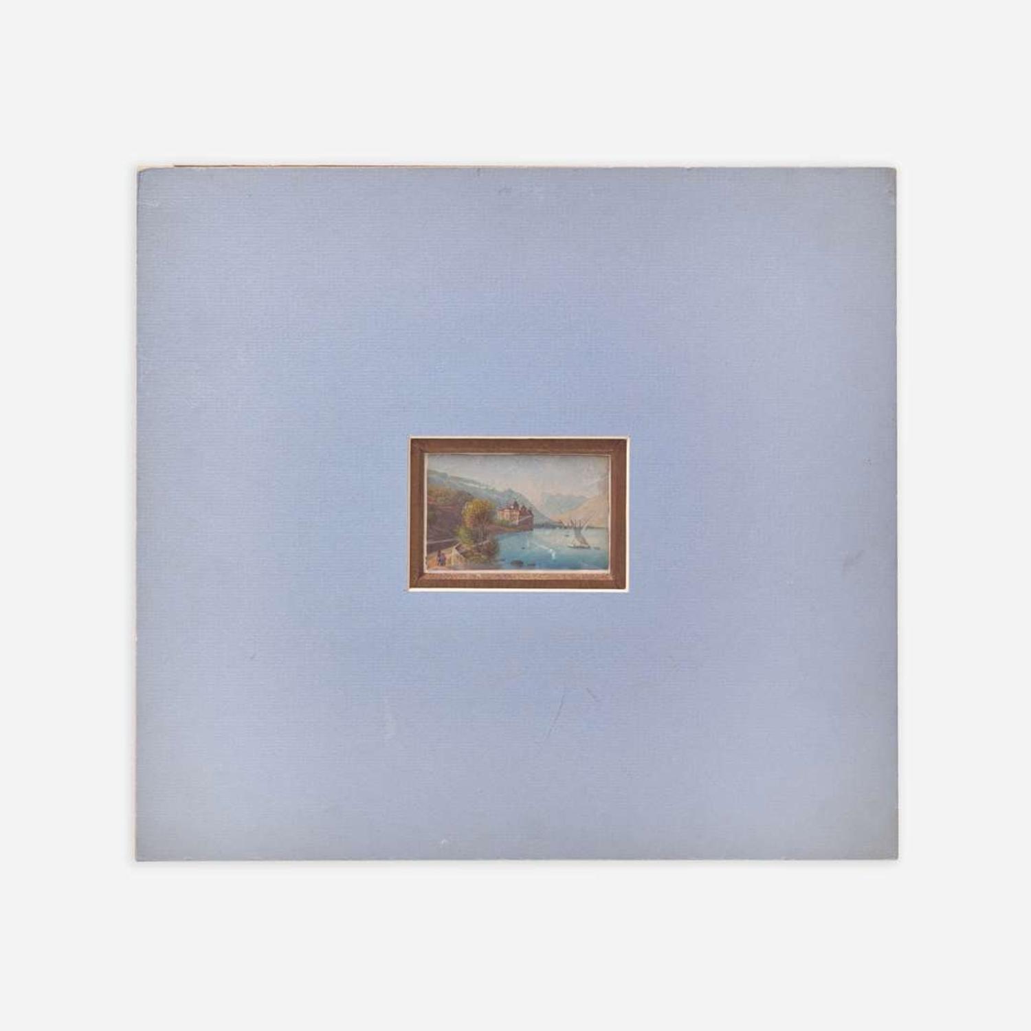 Attributed to Mary Jane Peale (1827-1902) and other Two Works: Miniature View of Chilton Castle, Lake Geneva and Small Landscape with Figures