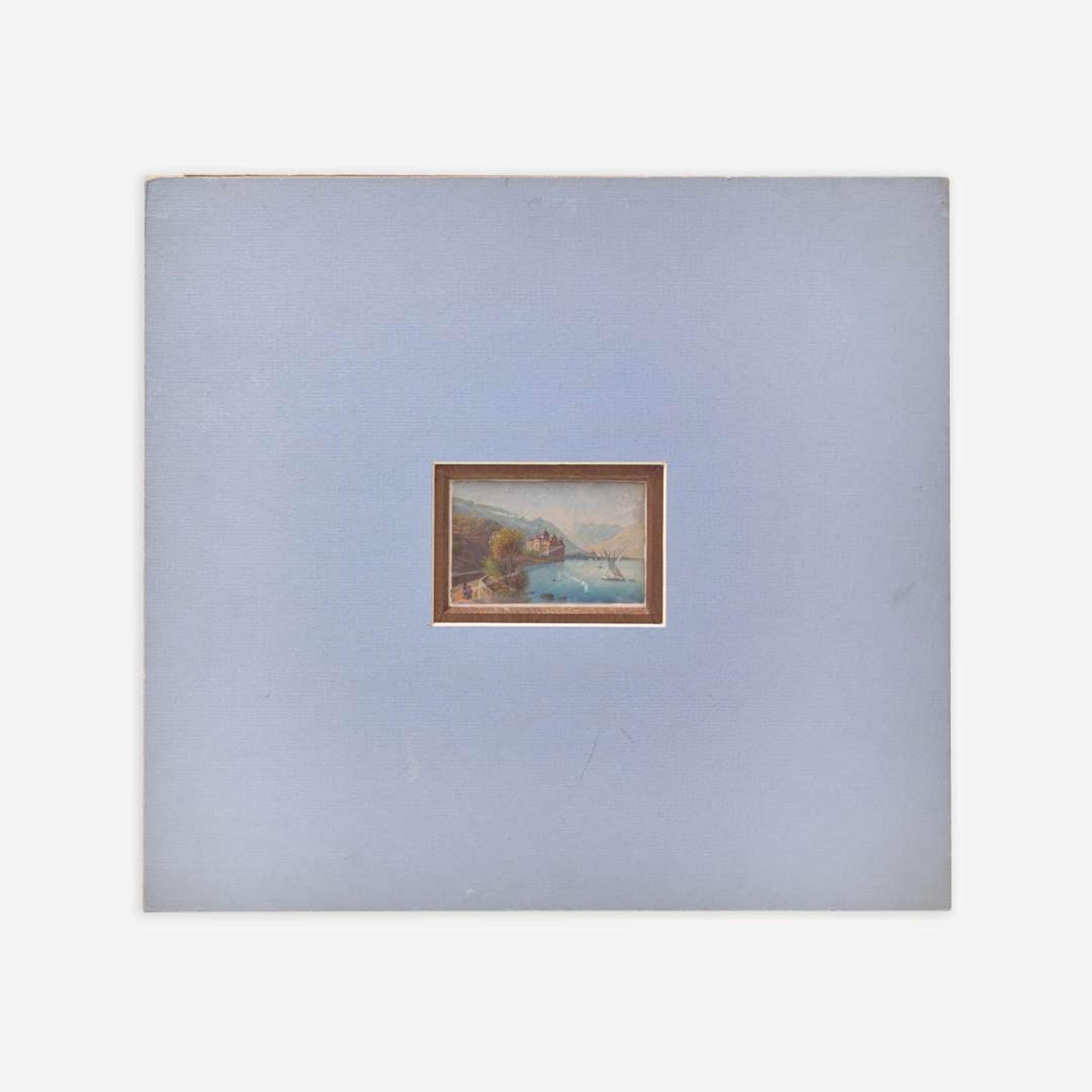 Attributed to Mary Jane Peale (1827-1902) and other Two Works: Miniature View of Chilton Castle, Lake Geneva and Small Landscape with Figures