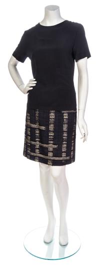 A Chanel Black and Gold Cotton Tweed Skirt Suit,