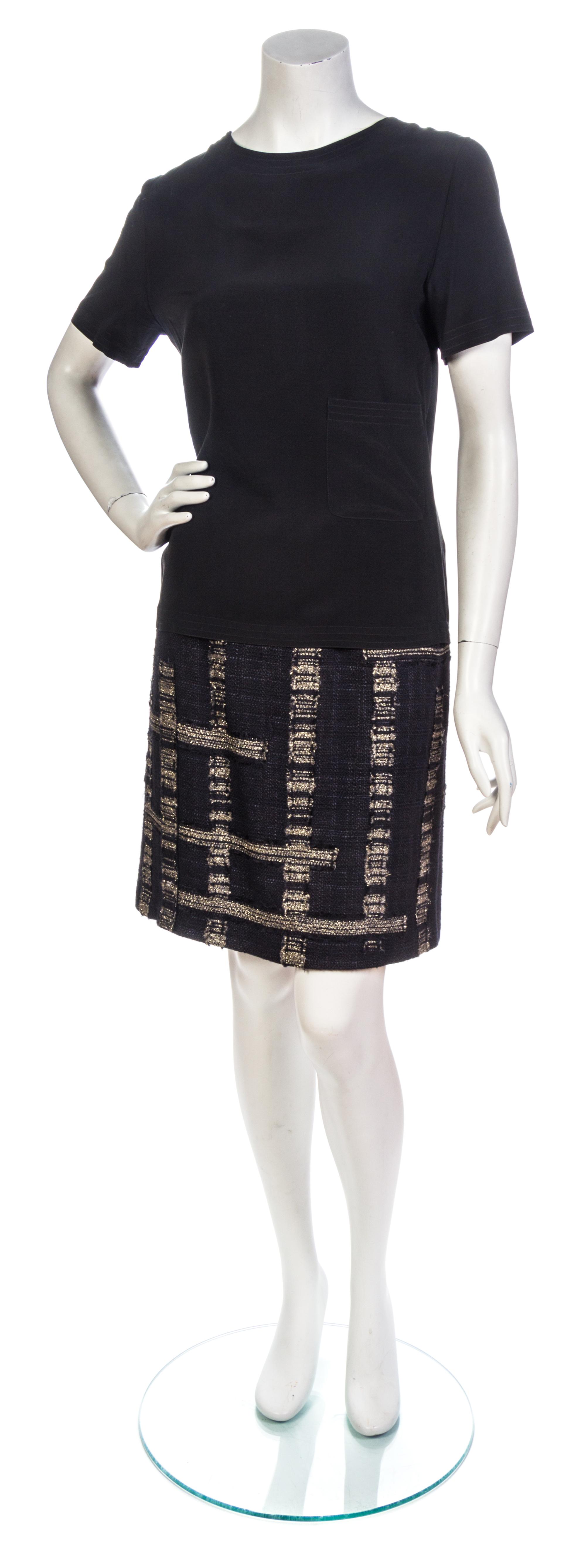 A Chanel Black and Gold Cotton Tweed Skirt Suit,