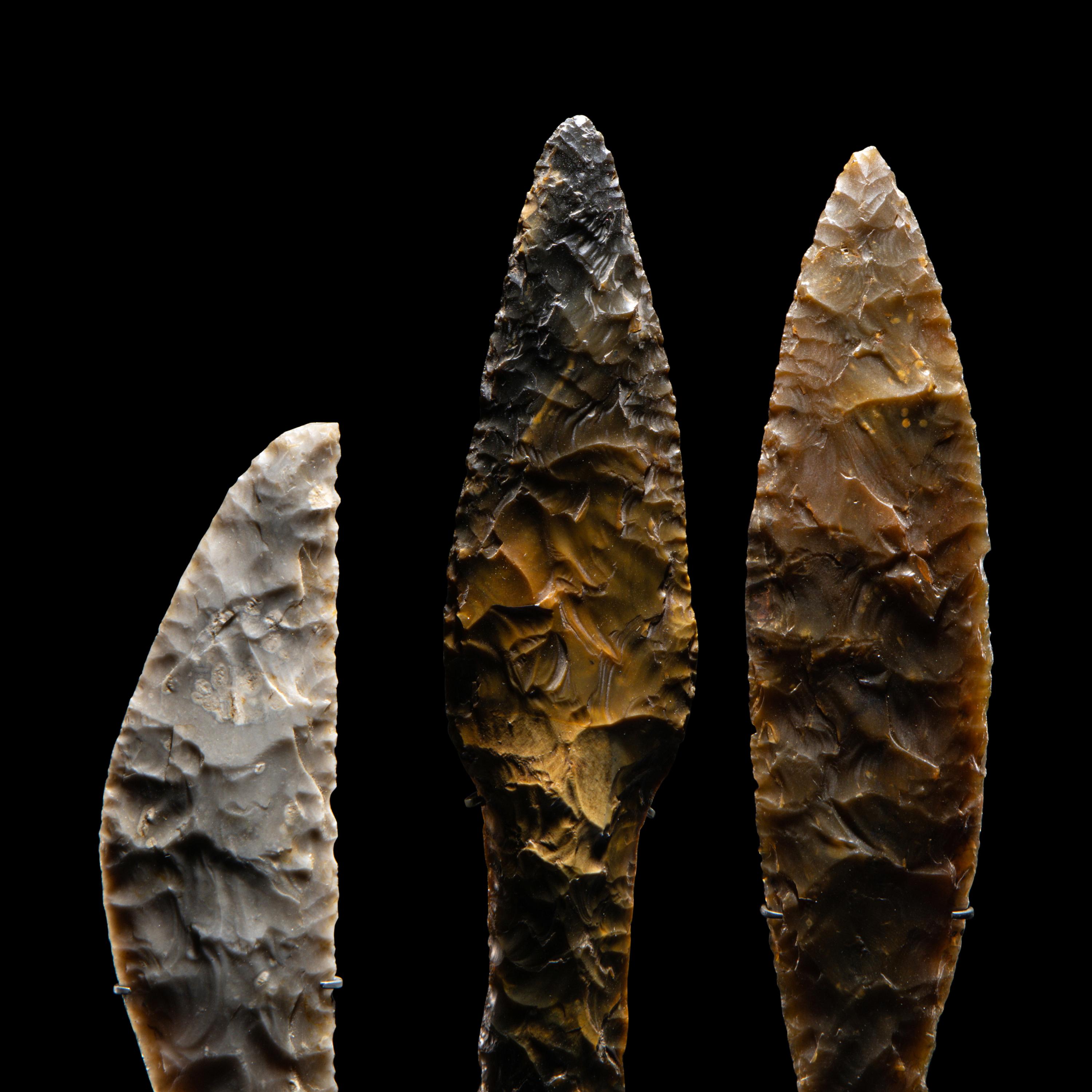 Three Neolithic Flint Daggers and Sickles