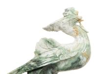 A Pair of Chinese Carved Jadeite Figures of Phoenixes