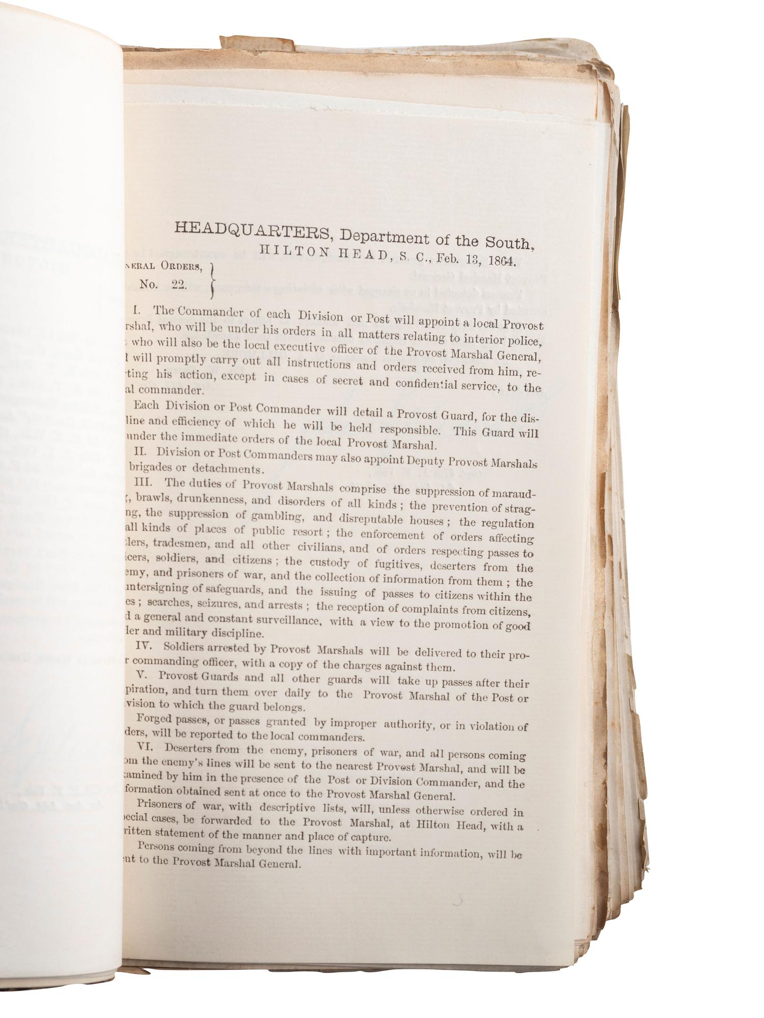 [CIVIL WAR]. Bound General Orders book referring to African American soldiers, 1864.