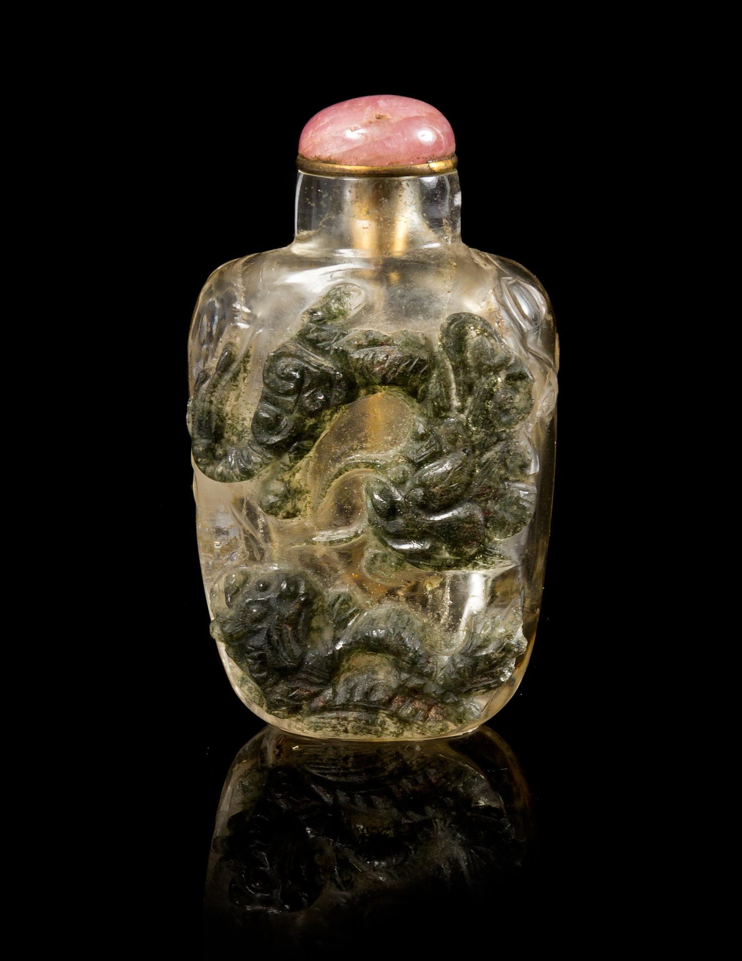 A Rock Crystal Snuff Bottle Height 2 1/2 inches.