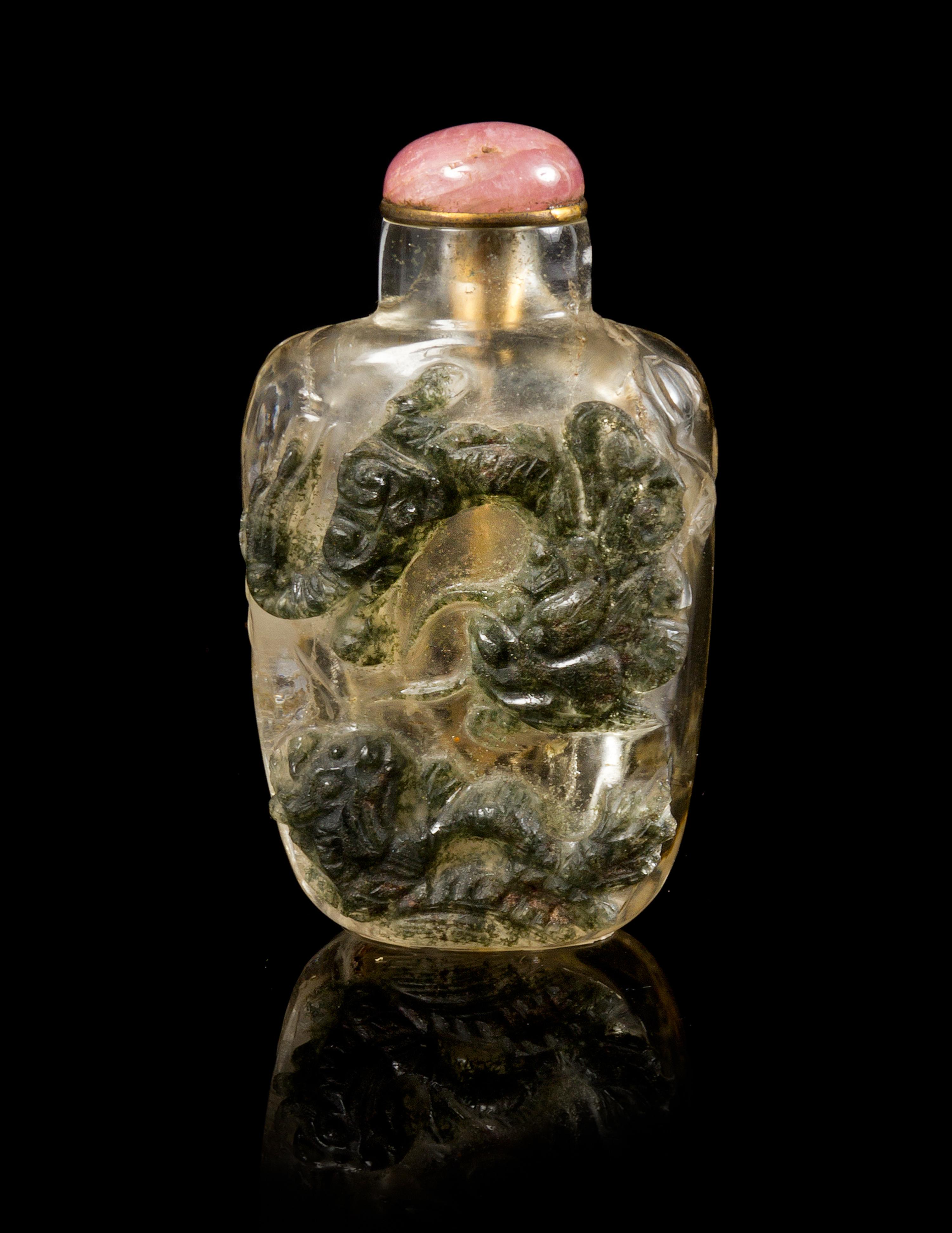 A Rock Crystal Snuff Bottle Height 2 1/2 inches.