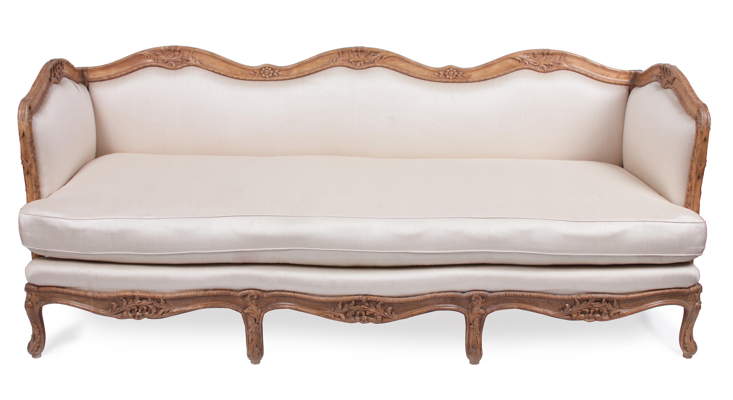 A French Louis XV Style Settee Height 34 1/4 x width 83 1/4 x depth 31 1/2 inches.
