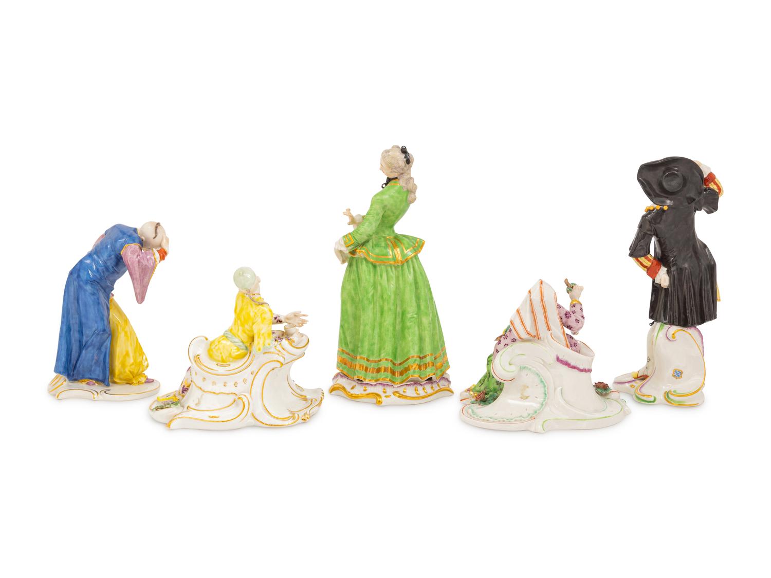 Five Nymphenburg Porcelain Figures After Models by Franz Anton Bustelli