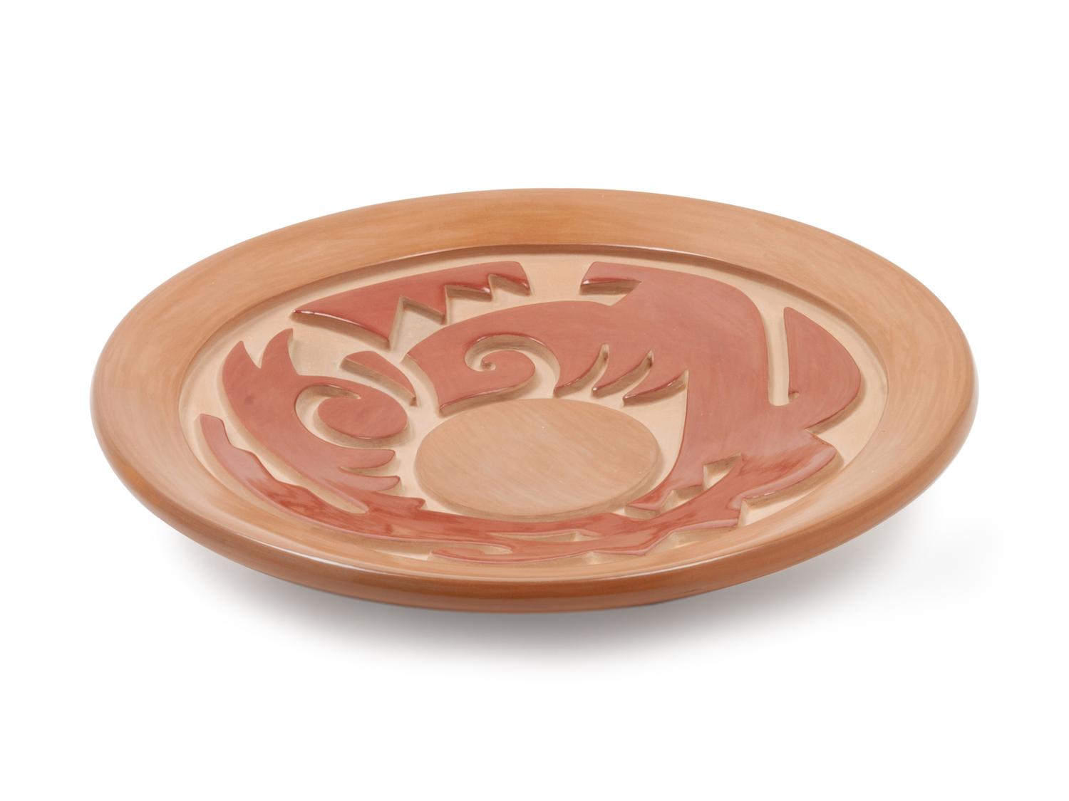 Carved Redware Plate