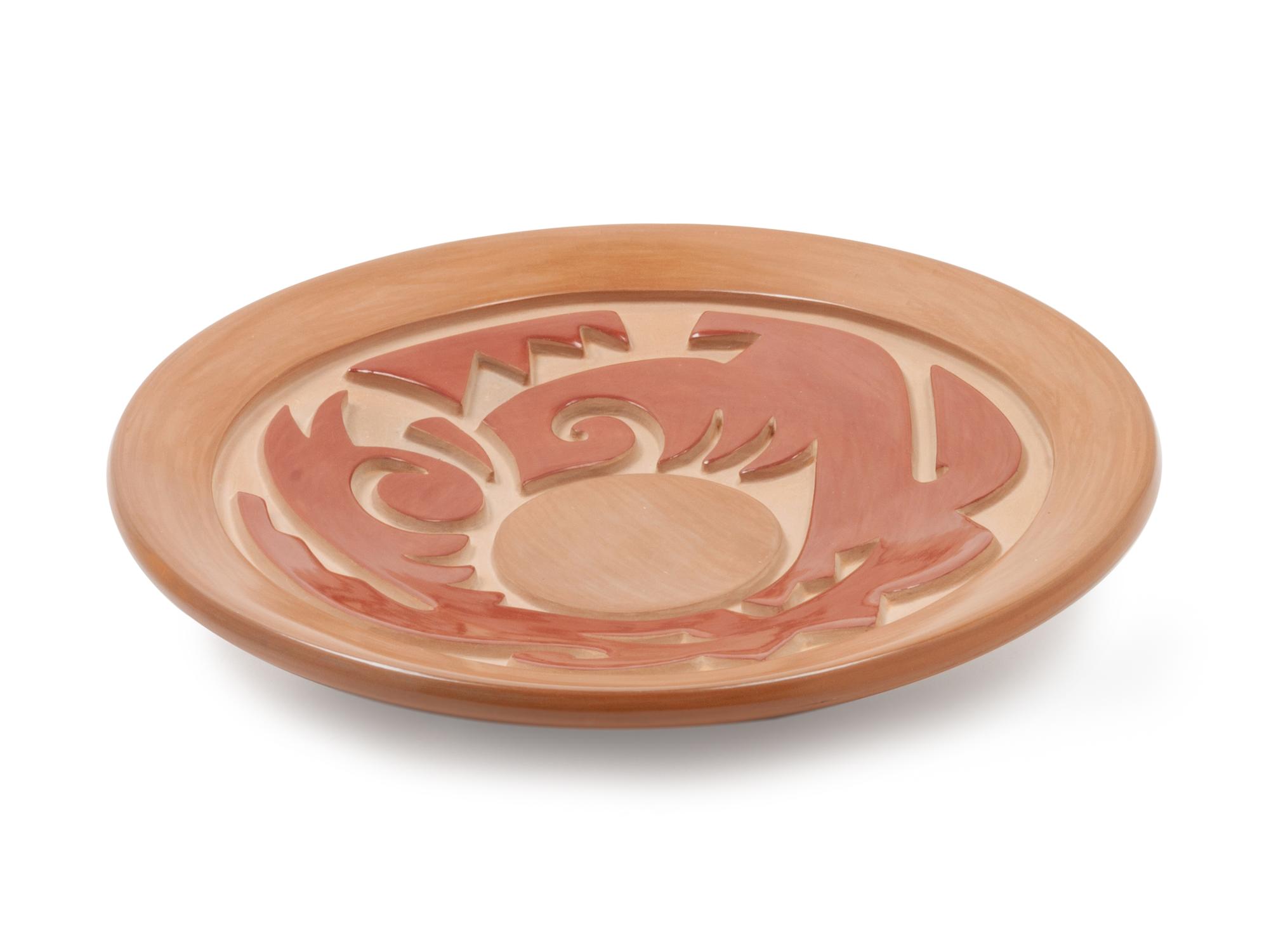 Carved Redware Plate