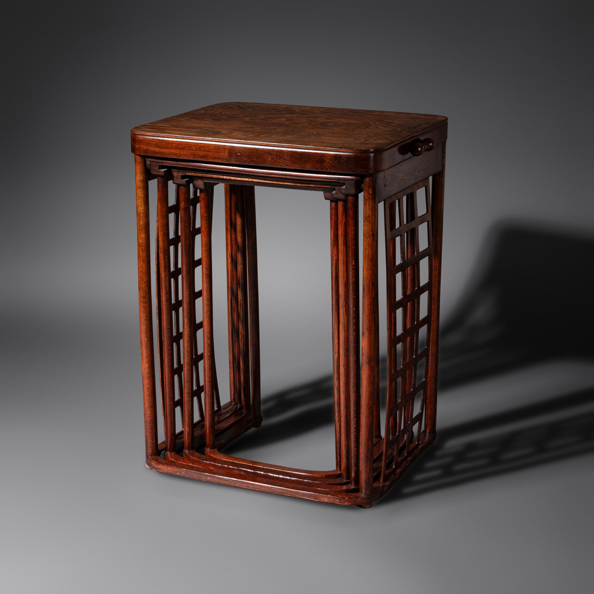 Set of Four Beechwood Nesting Tables, c. 1906 J. & J. Kohn, model no. 988
