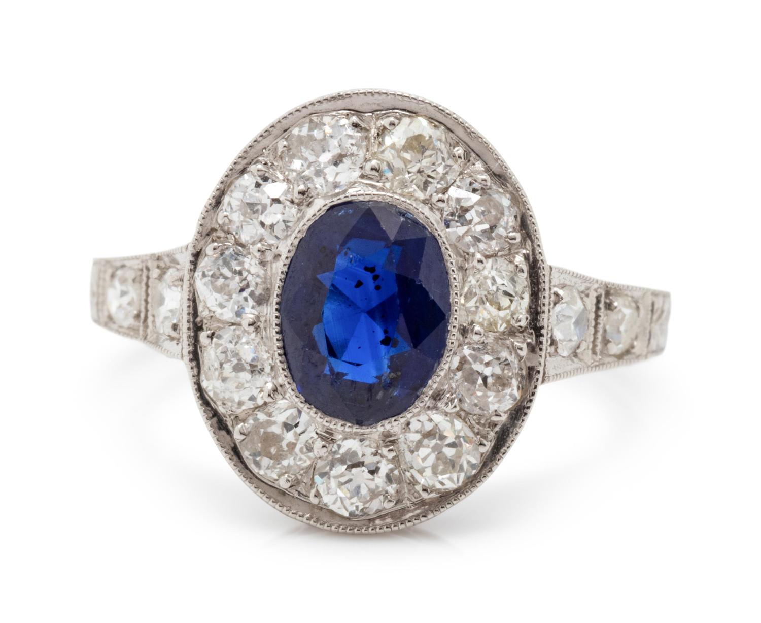ART DECO, SAPPHIRE AND DIAMOND RING