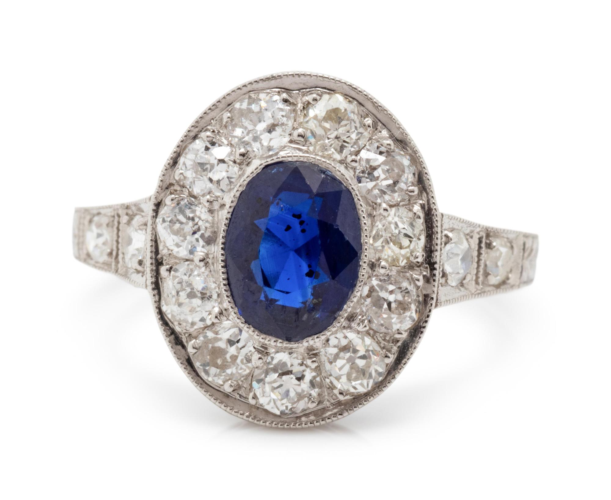 ART DECO, SAPPHIRE AND DIAMOND RING