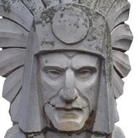 A Monumental Terra Cotta Native American Bust from the Chicago Merchandise Mart 37.5" W x 38" D x 90" H — United States, Circa 1930