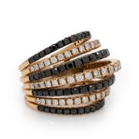 Diamond, Black Diamond, and Yellow Gold Ring
