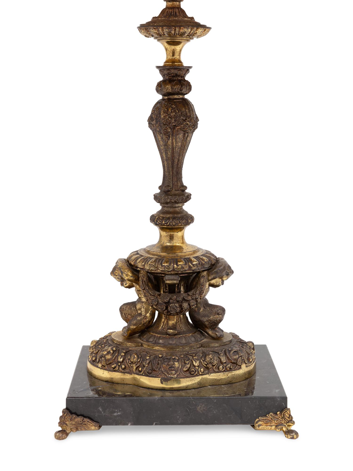 A French Gilt Metal and Marble Table Lamp