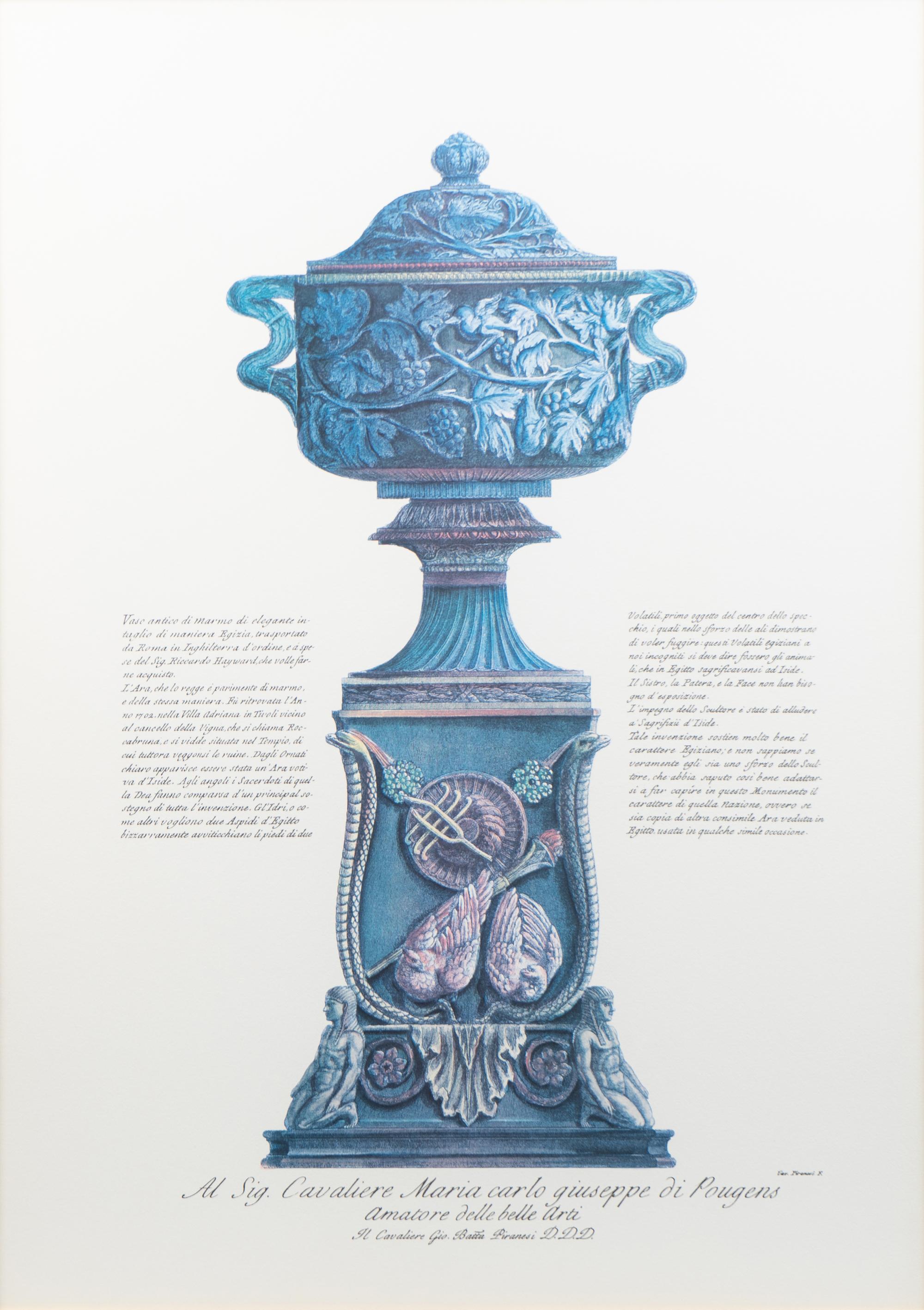 An Italian Engraving of a Marble Vase from the Pallazzo Barberini by Giovanni Batista Piranesi — 19TH CENTURY