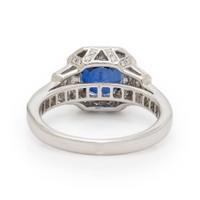 Synthetic Sapphire, Diamond, and White Gold Ring