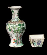 Three Chinese Famille Verte Porcelain Items