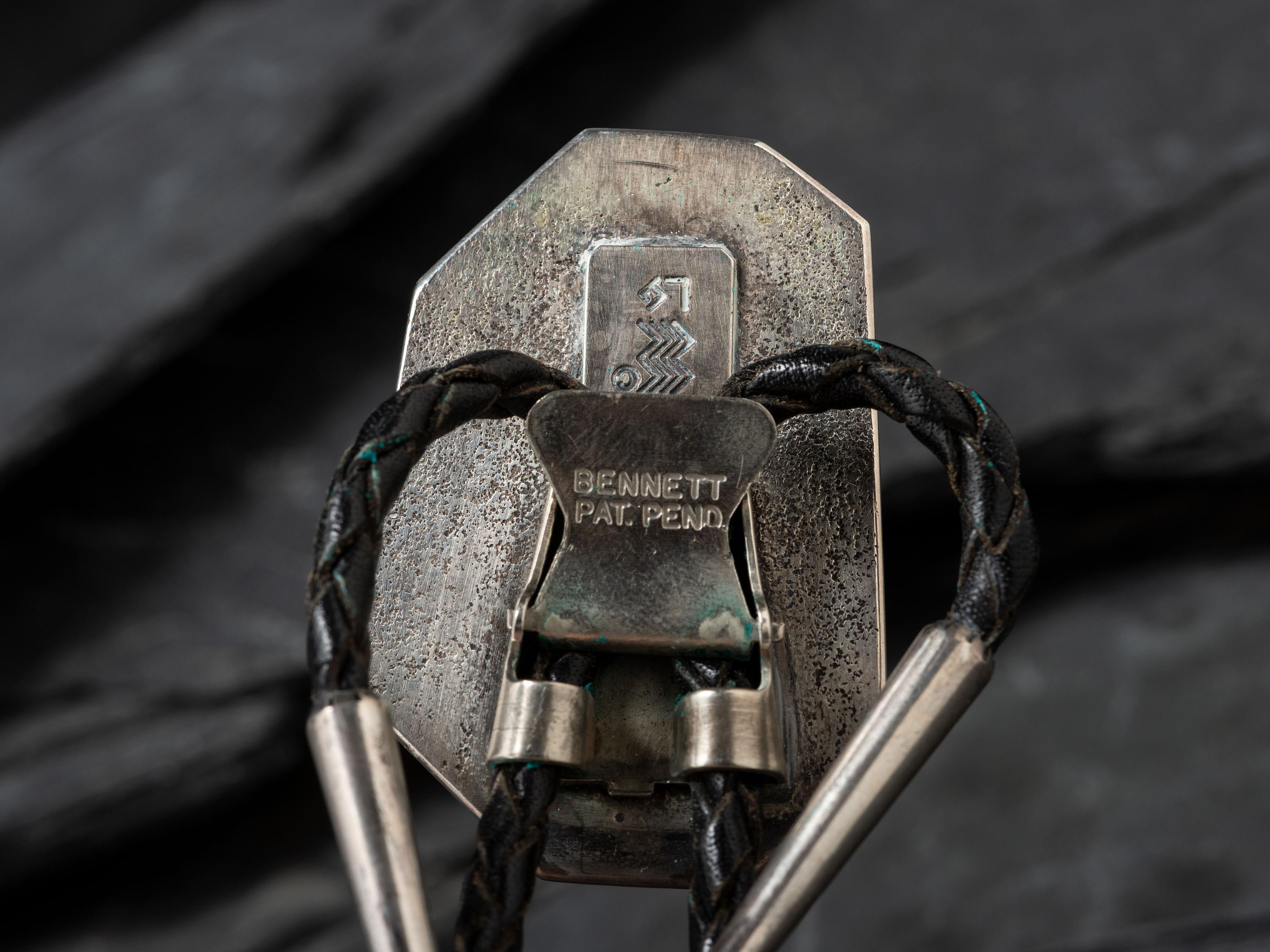 Tufa Cast Silver and Morenci Turquoise Bolo Tie